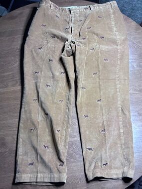 Brooks Brothers Corduroy Pants all over Embroidered Dogs 42x30 Mens Brown